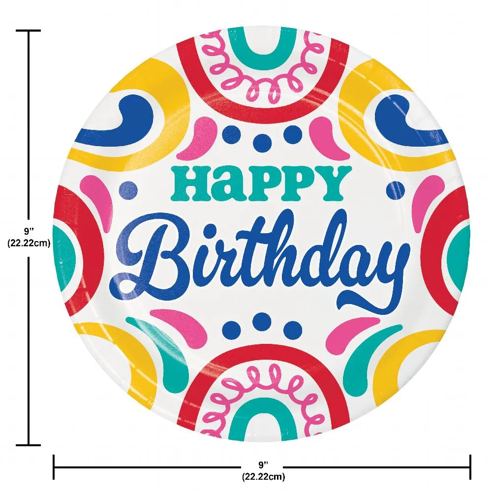 Bulk Birthday Swirls Paper Dinner Plate (Case of 96)