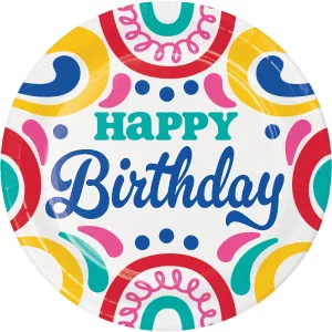 Bulk Birthday Swirls Paper Dinner Plate (Case of 96)