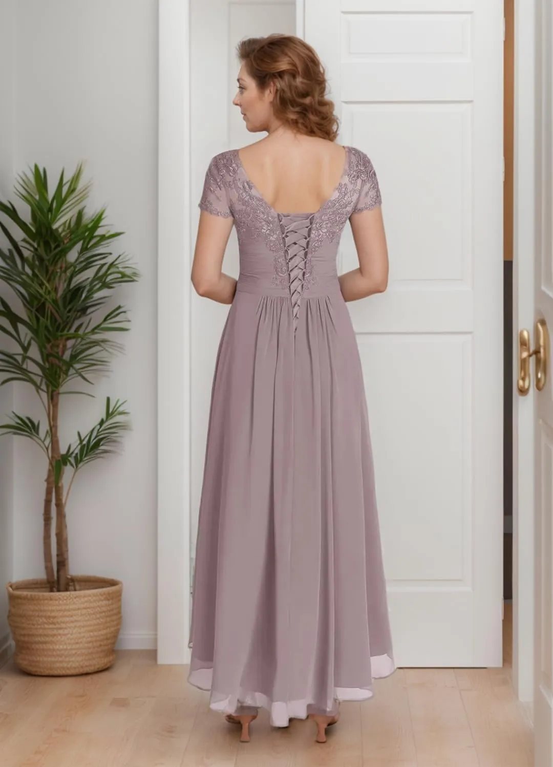 Cadoly Tea Length Formal Dresses for Women 2025 Elegant Chiffon Lace Applique Mother of The Bride Dresses for Wedding