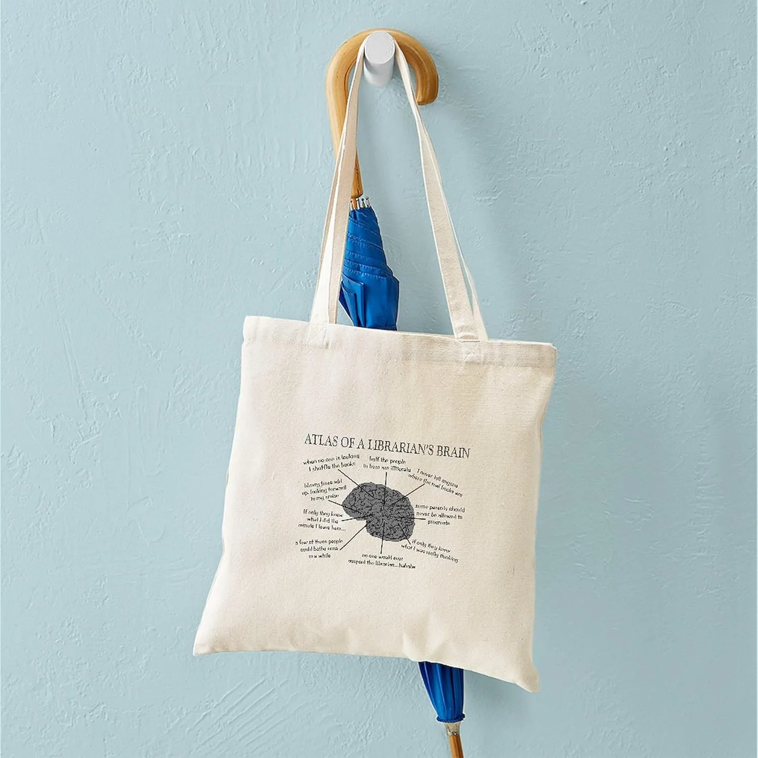 CafePress Atlas Of A Librarians Brain Tote Bag Natural Canvas Tote Bag, Reusable Shopping Bag