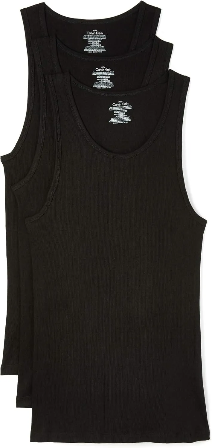 Calvin Klein Men's Cotton Classics Multipack Tanks, Black, XX-Large