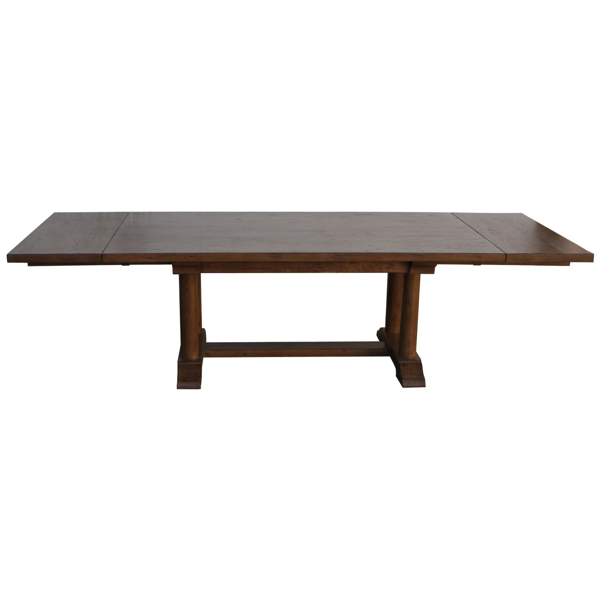 Cambria Rustic Extension Trestle Dining Table Built in Reclaimed Wood