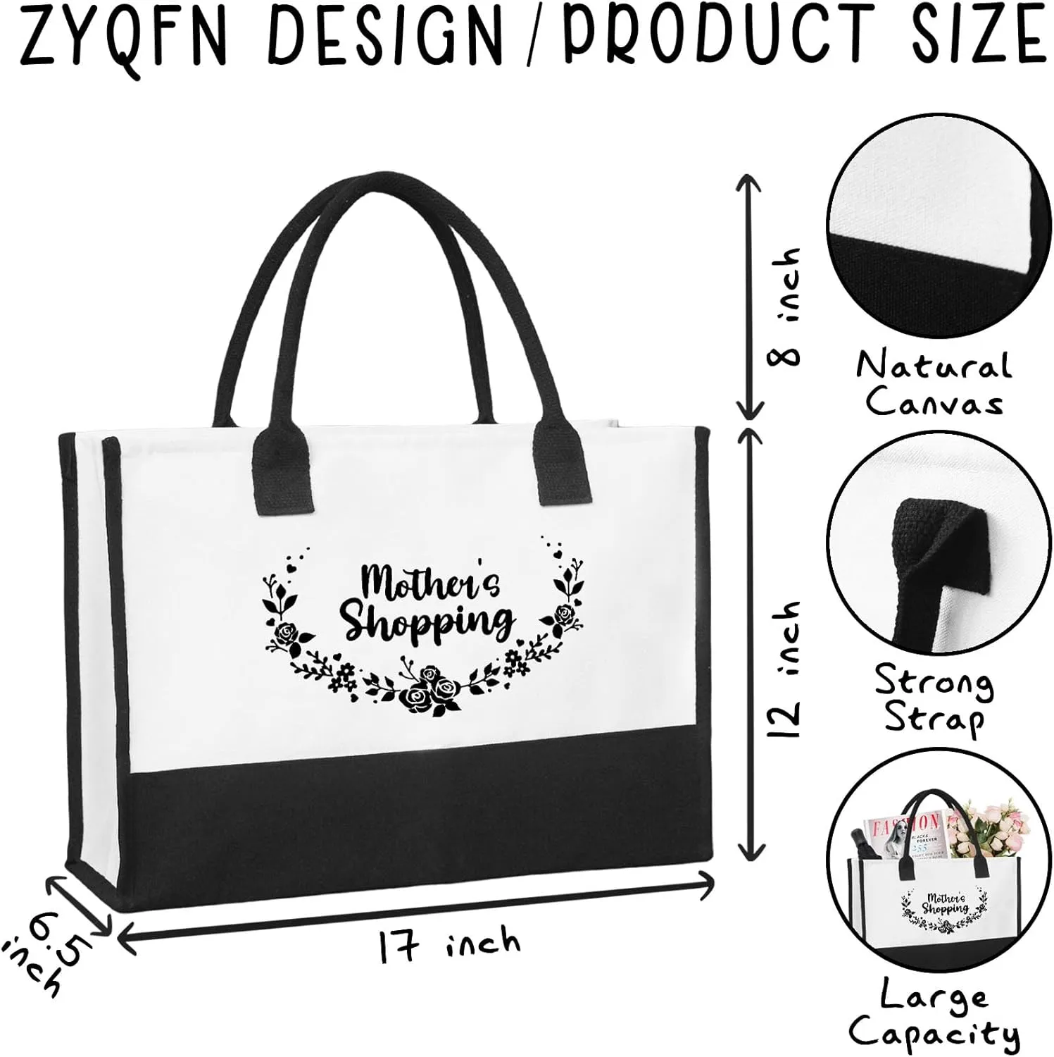Canvas Tote Bag Canvas Beach Bag for,Shopping Bag,Mothers Day Christmas Birthday Gifts,Thoughtful Gifts.