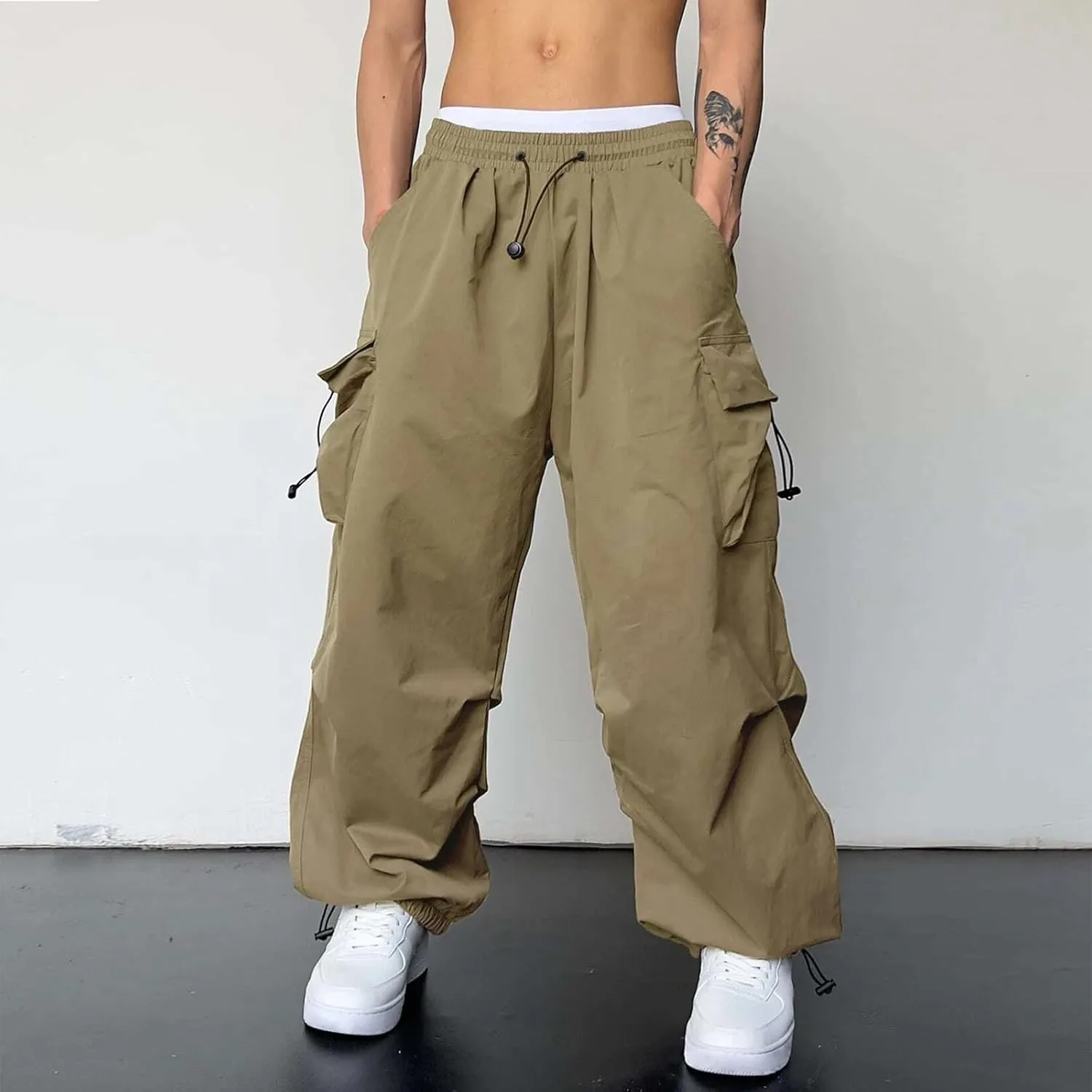 Cargo Pant for Men Casual Work Pant Elasticated Waist Lightweight Outdoor Pants with Pockets