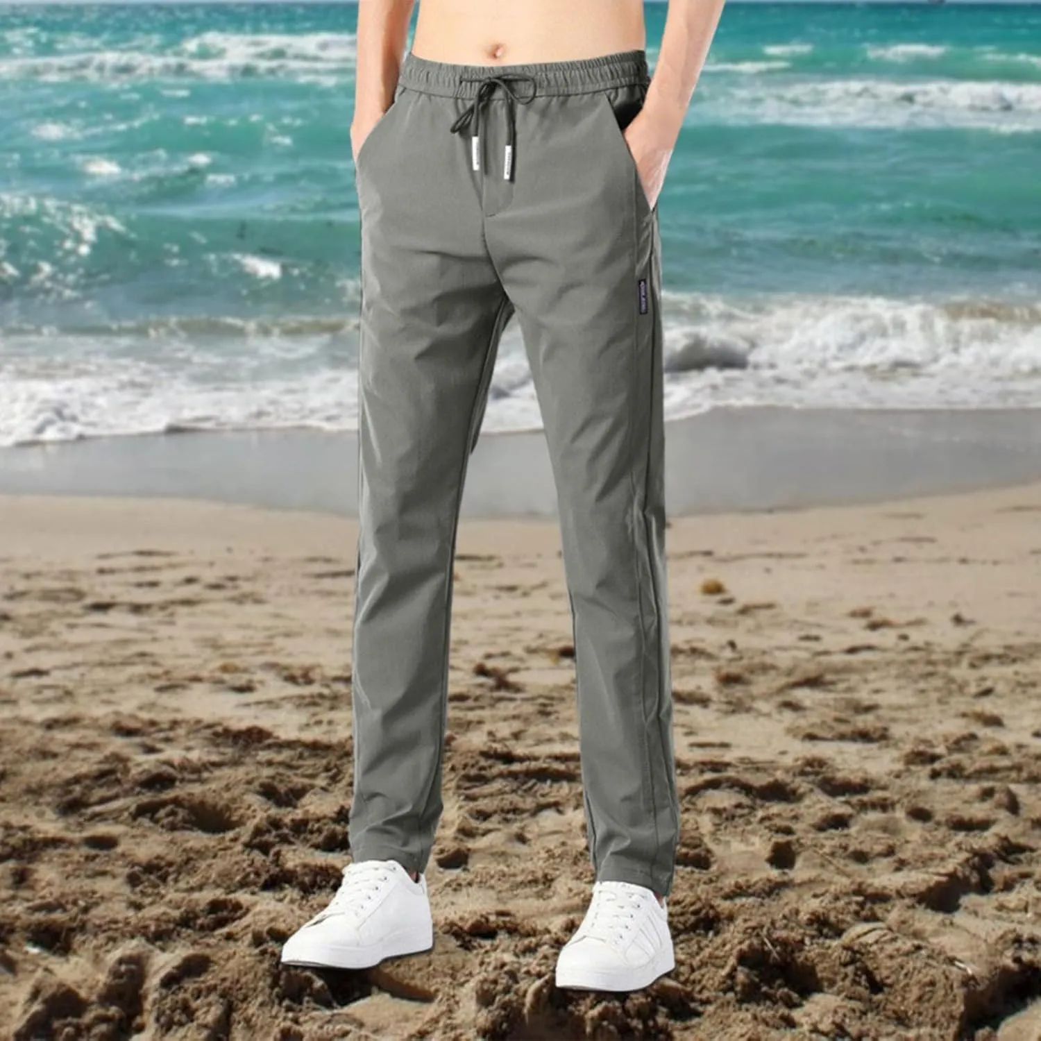 Cargo Work Pant Men Casual Pull On Pants Gym Sports Yoga Sweatpants Multiple Pockets Relaxed Fit Joggers
