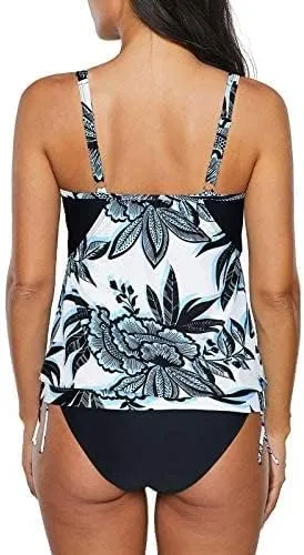 Century Star 2025 Women's Tummy Control Tankini Swimsuit 2 Piece Modest Print Tankini Bathing Suit Tops with Short