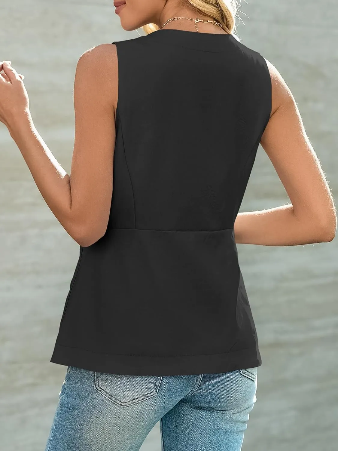 Cicy Bell Womens Button Down Vest Tops Summer Fitted Sleeveless Tank Tops Dressy Casual Business Waistcoat