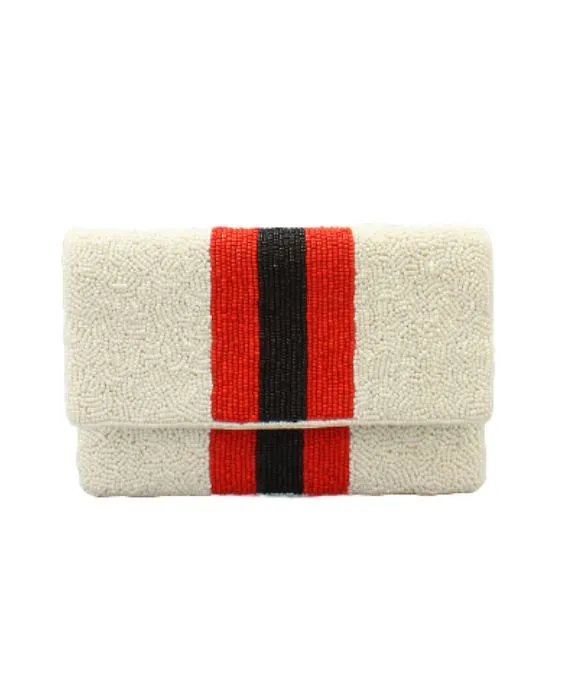 College Stripe Mini Clutch