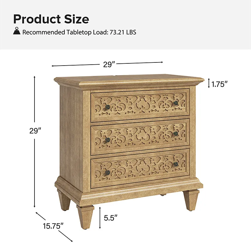 Colombo 3-Drawer Nightstand with Built-In Outlets