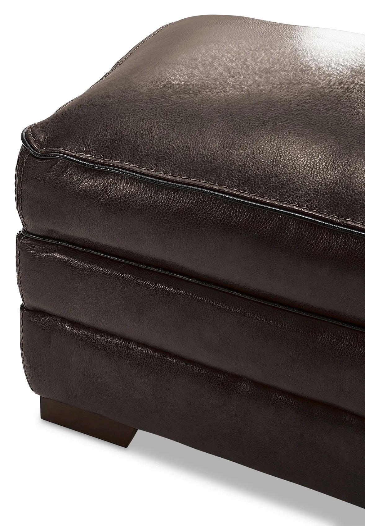 Colton Genuine Leather Ottoman - Hazelnut