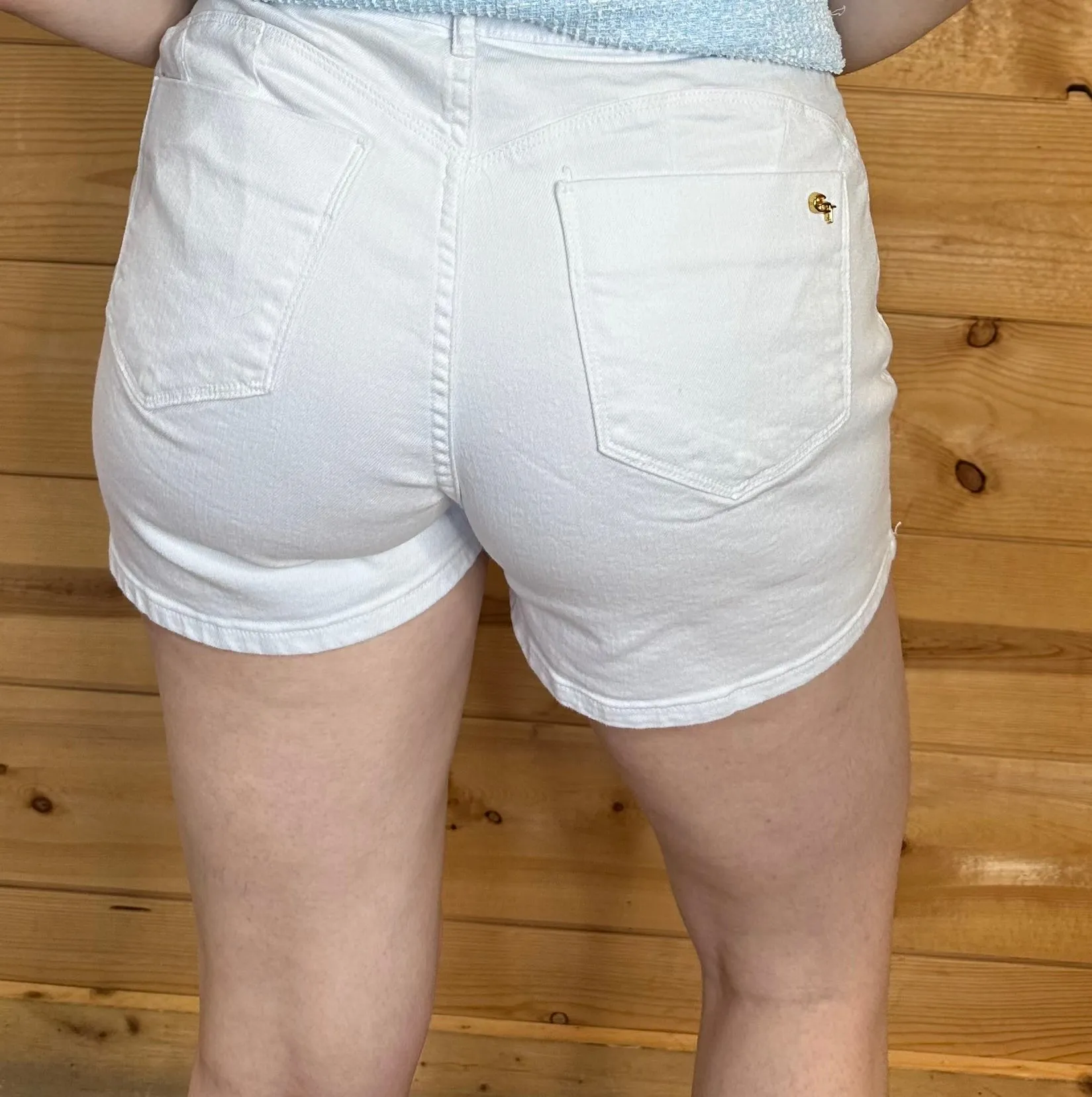 Contra Partida - Shorts Jeans White w/ Blue Belt