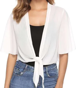 Corset Top Women's Soft Chiffon Shawl Wraps for Evening Dress Wedding Cape Casual Flapper Solid Short Sleeves