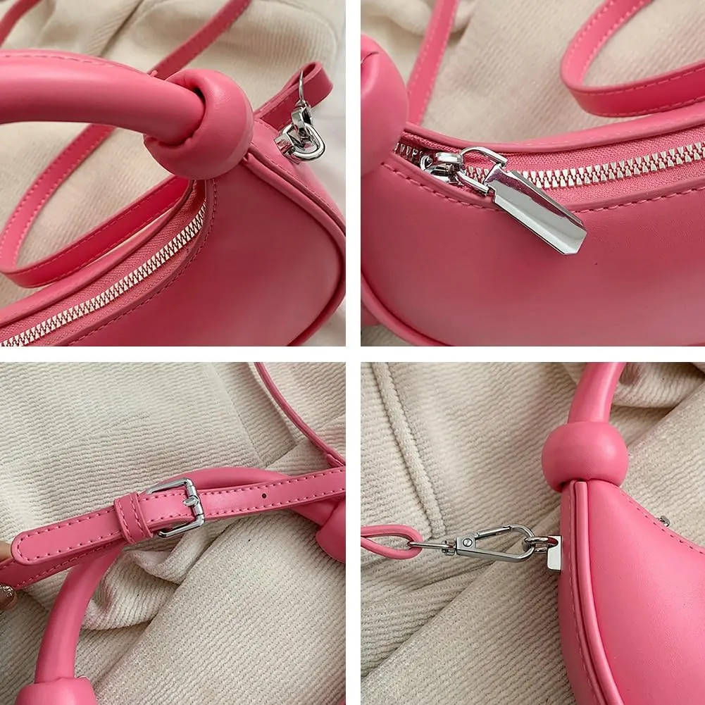 Crescent Purses for Women Cute Y2k Shoulder Crossbody Bag Small Dumpling Totes Handbag Vegan Leather Clutch Satchel