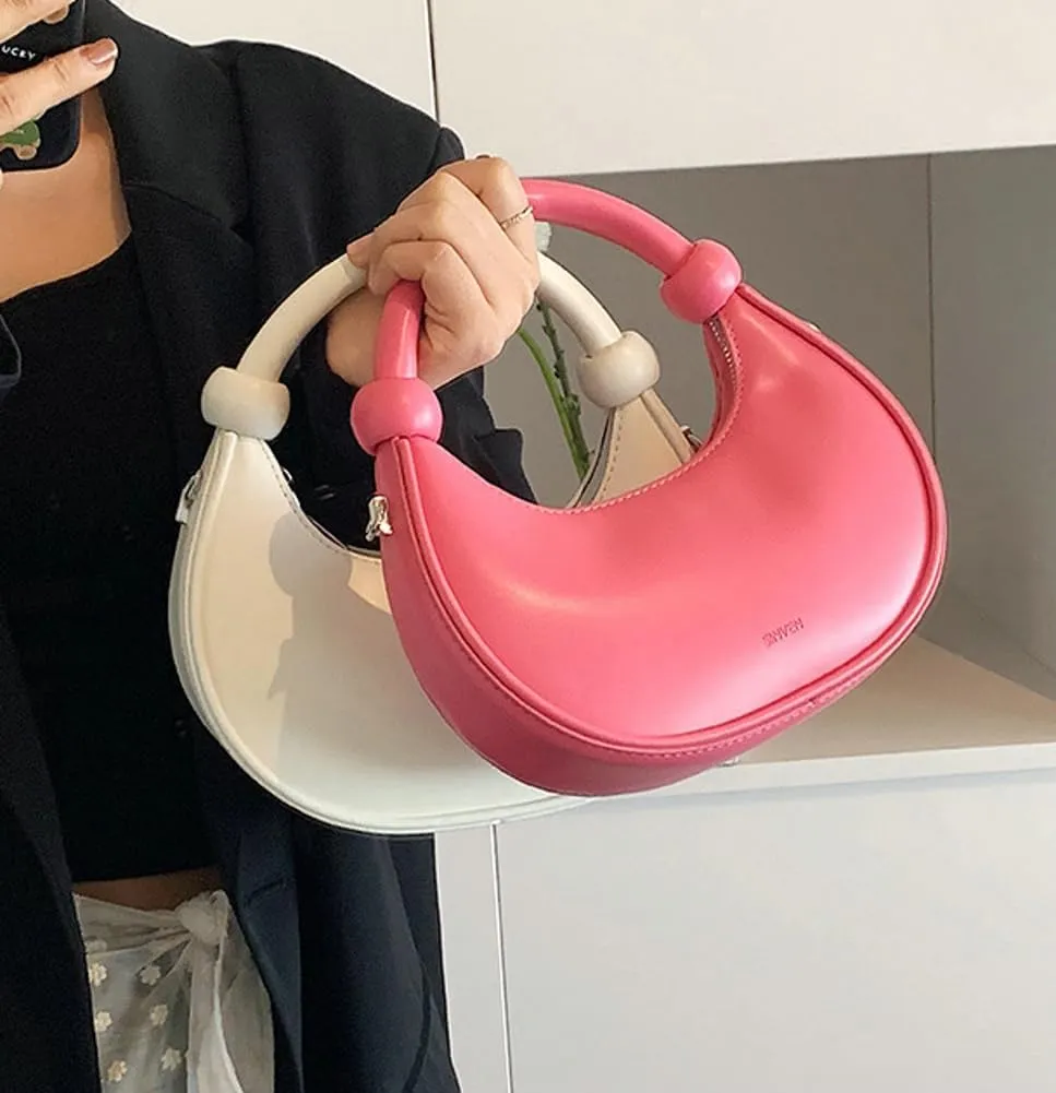 Crescent Purses for Women Cute Y2k Shoulder Crossbody Bag Small Dumpling Totes Handbag Vegan Leather Clutch Satchel