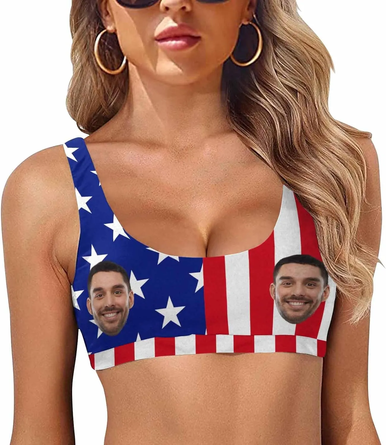 Custom Face Swimsuit Personalized Funny Bikini Set for Women Matching Swim Top Bottom & Beach Cover Up for Swimwear