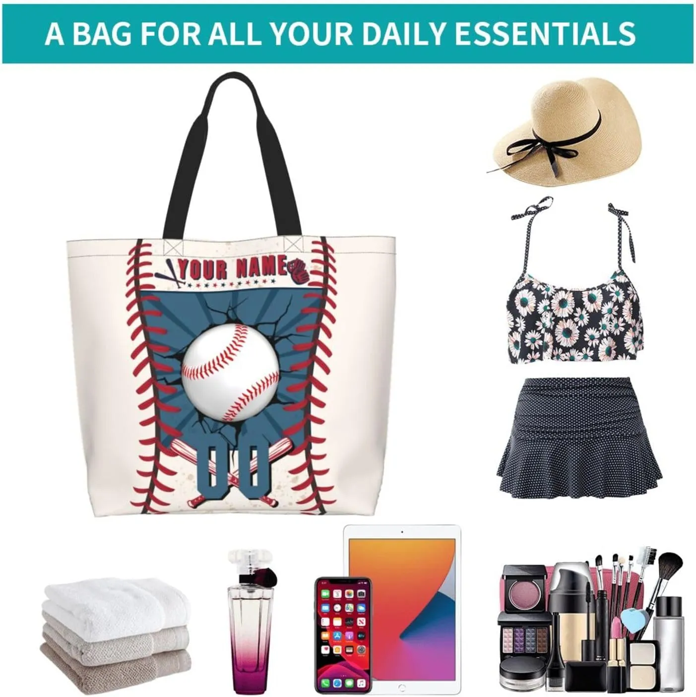 Custom Softball Tote Bag Shoulder Bag Softball Mom Handbag Shopping Bag Personalized Softball Mom Bag Tote Gifts For Women