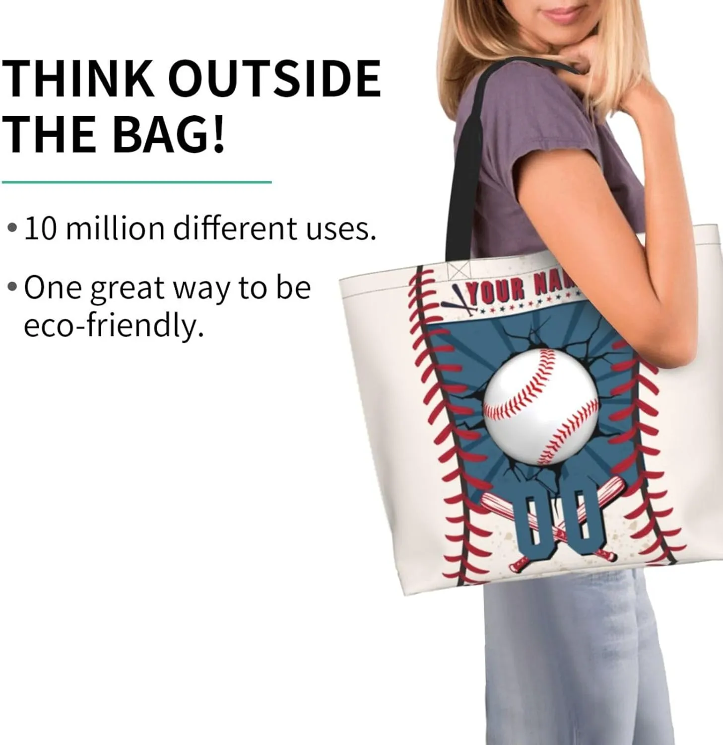 Custom Softball Tote Bag Shoulder Bag Softball Mom Handbag Shopping Bag Personalized Softball Mom Bag Tote Gifts For Women