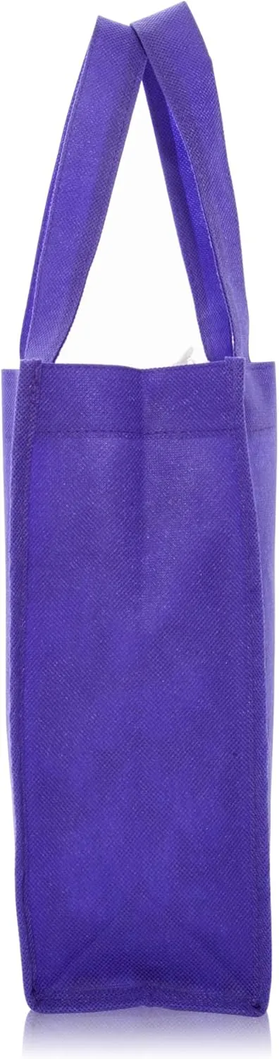DALIX 10" Mini Shopping Totes Small Resuseable Bags for Women and Children in Purple-10 PACK