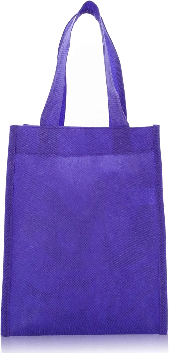 DALIX 10" Mini Shopping Totes Small Resuseable Bags for Women and Children in Purple-10 PACK
