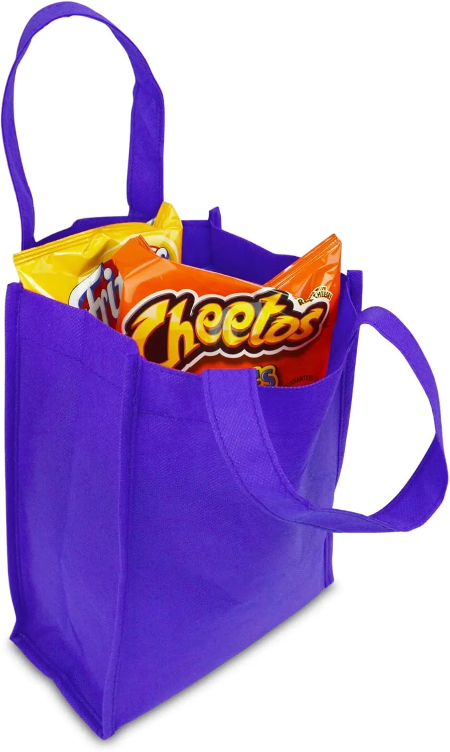 DALIX 10" Mini Shopping Totes Small Resuseable Bags for Women and Children in Purple-10 PACK