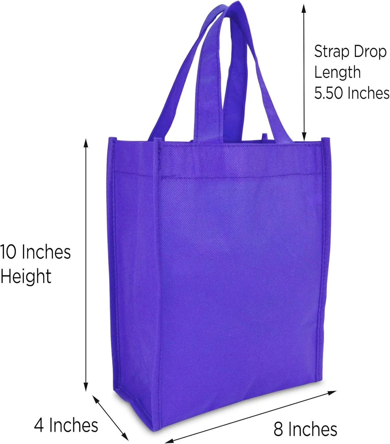 DALIX 10" Mini Shopping Totes Small Resuseable Bags for Women and Children in Purple-10 PACK