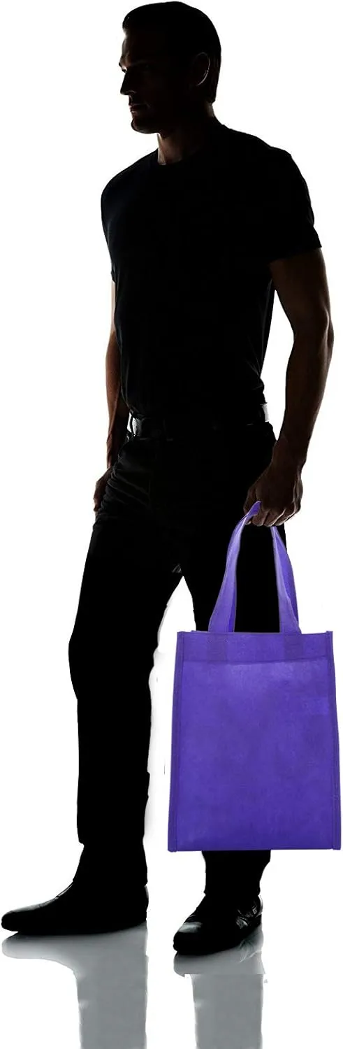 DALIX 10" Mini Shopping Totes Small Resuseable Bags for Women and Children in Purple-10 PACK