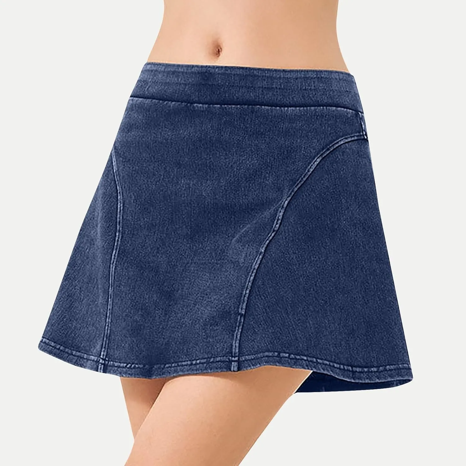 DDAPJ pyju Skorts Skirts for Women Faux Denim Mini Skirt Mid Waisted Jean Skort Inner Shorts A Line Skirts Shorts Streetwear