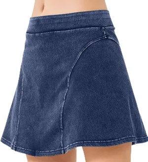 DDAPJ pyju Skorts Skirts for Women Faux Denim Mini Skirt Mid Waisted Jean Skort Inner Shorts A Line Skirts Shorts Streetwear