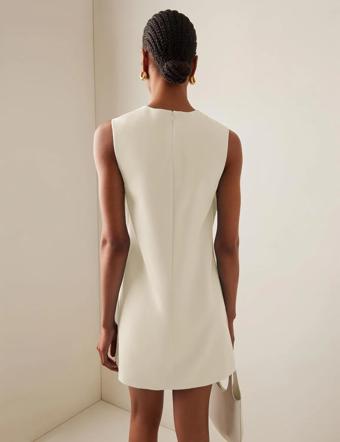 Dqbeng Women's Casual Mini Shift Dress Tunic A-Line Sleeveless Buttoned Summer Dresses with Back Zipper