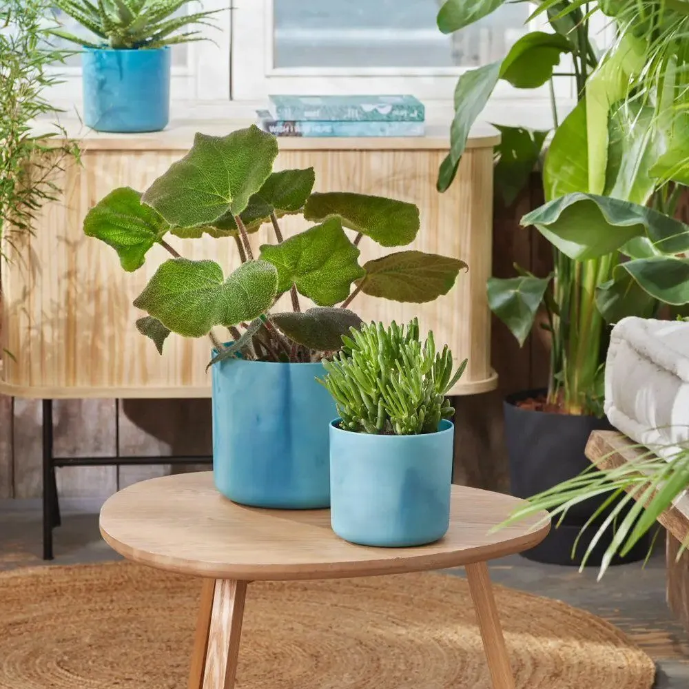 Elho Ocean Collection Atlantic Blue Recycled Waste Round Indoor Pot 18cm