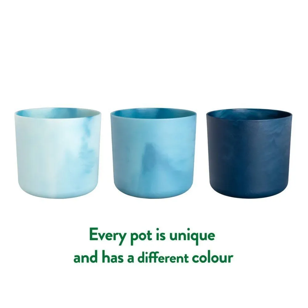 Elho Ocean Collection Atlantic Blue Recycled Waste Round Indoor Pot 18cm