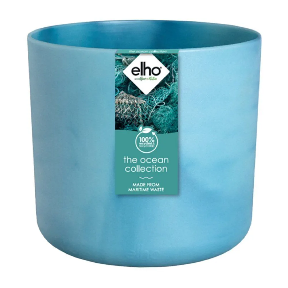 Elho Ocean Collection Atlantic Blue Recycled Waste Round Indoor Pot 18cm