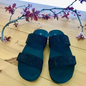 Erica Black Velcro Comfort Fit Slide