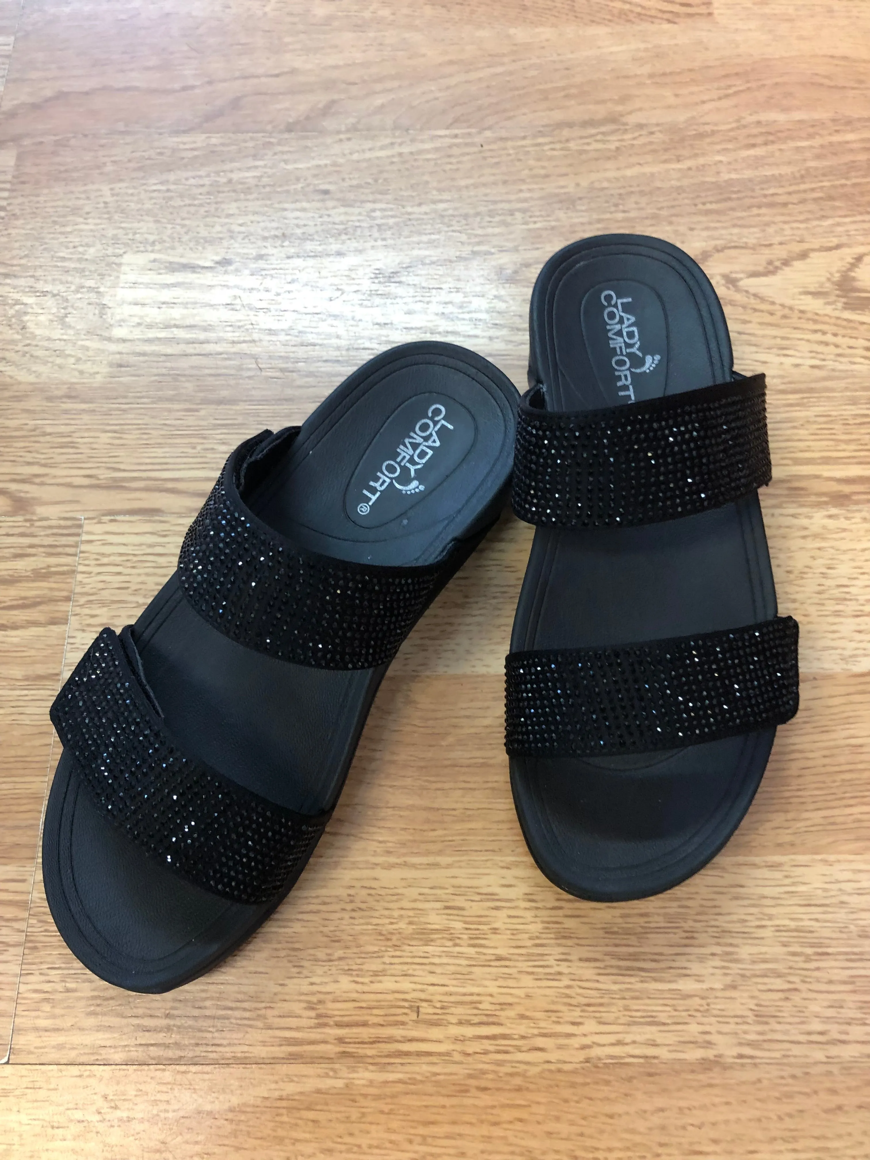 Erica Black Velcro Comfort Fit Slide
