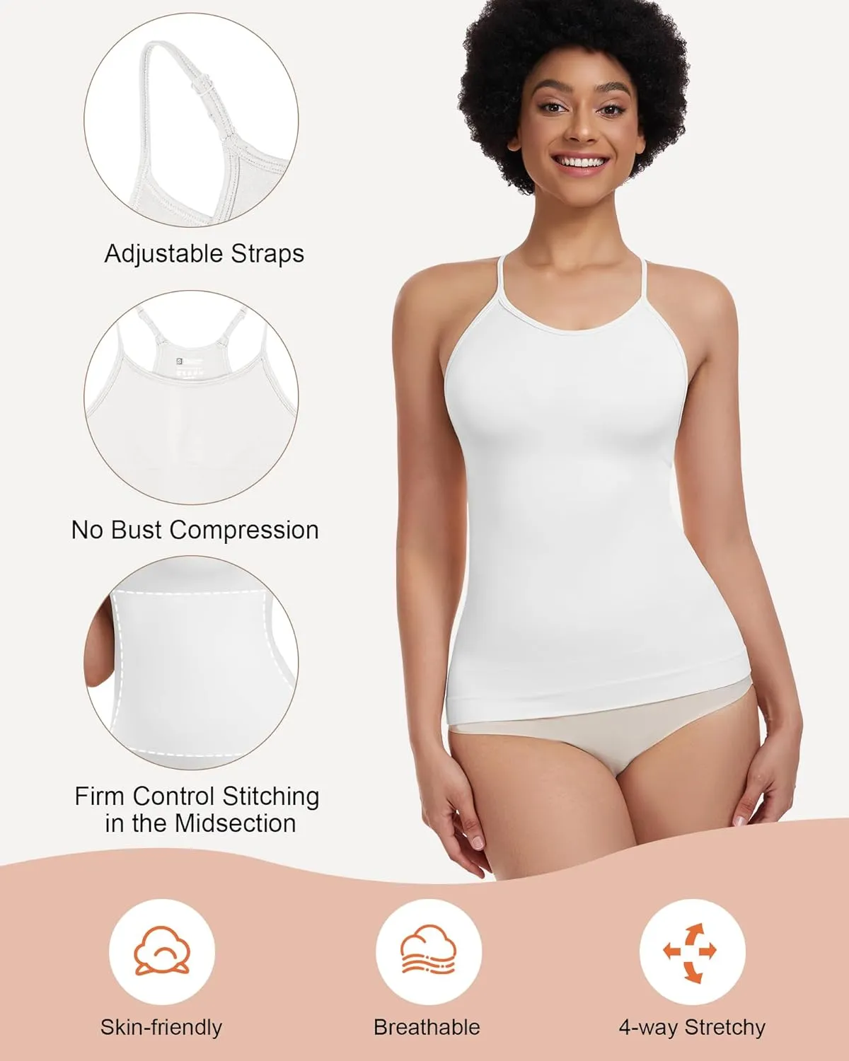 EUYZOU Womens Tummy Control Shapewear Tank Tops Seamless Racerback Compression Tops Slimming Body Shaper Camisole