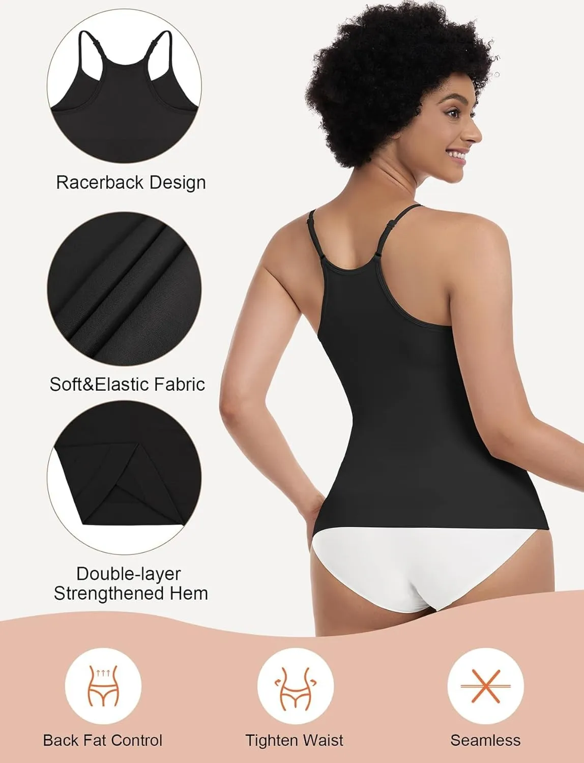 EUYZOU Womens Tummy Control Shapewear Tank Tops Seamless Racerback Compression Tops Slimming Body Shaper Camisole