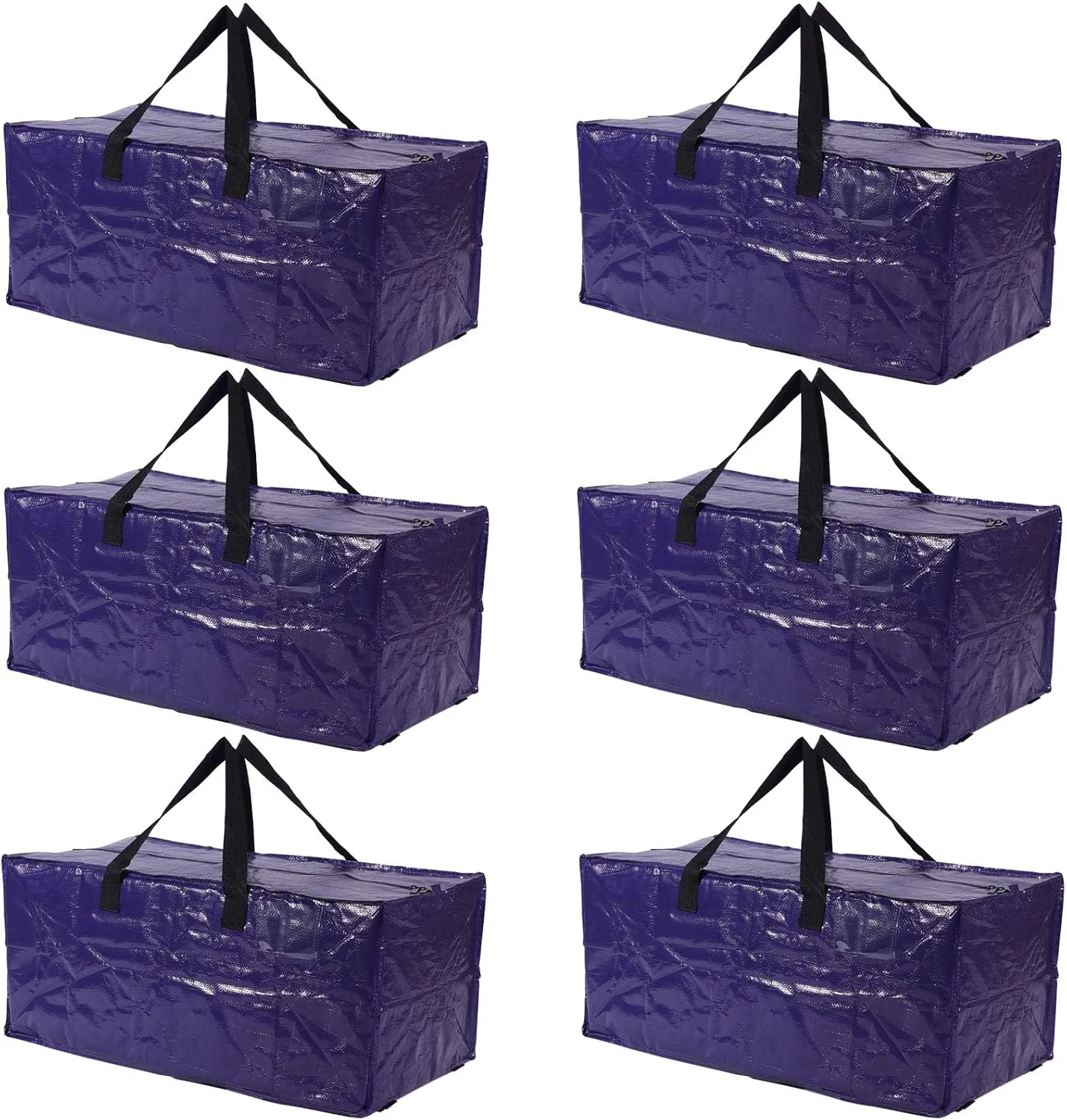 Extra Large Moving Bags,Collapsible Storage Bins,Heavy Duty Tote,Oversized Packing Supplies with Strong Handles,Large Bags With Smooth Zipper,Storage Boxes Alternative (Blue,6Pack)