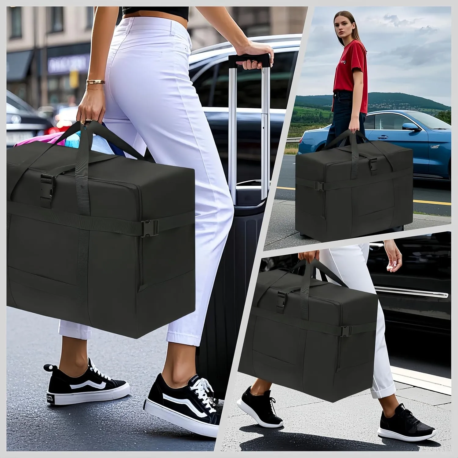 Extra Large Storage Duffle Bag for Travel Waterproof Carry on Weekend Overnight Storage Bag over Luggage for Camping, Movingshopping (120L-Black)