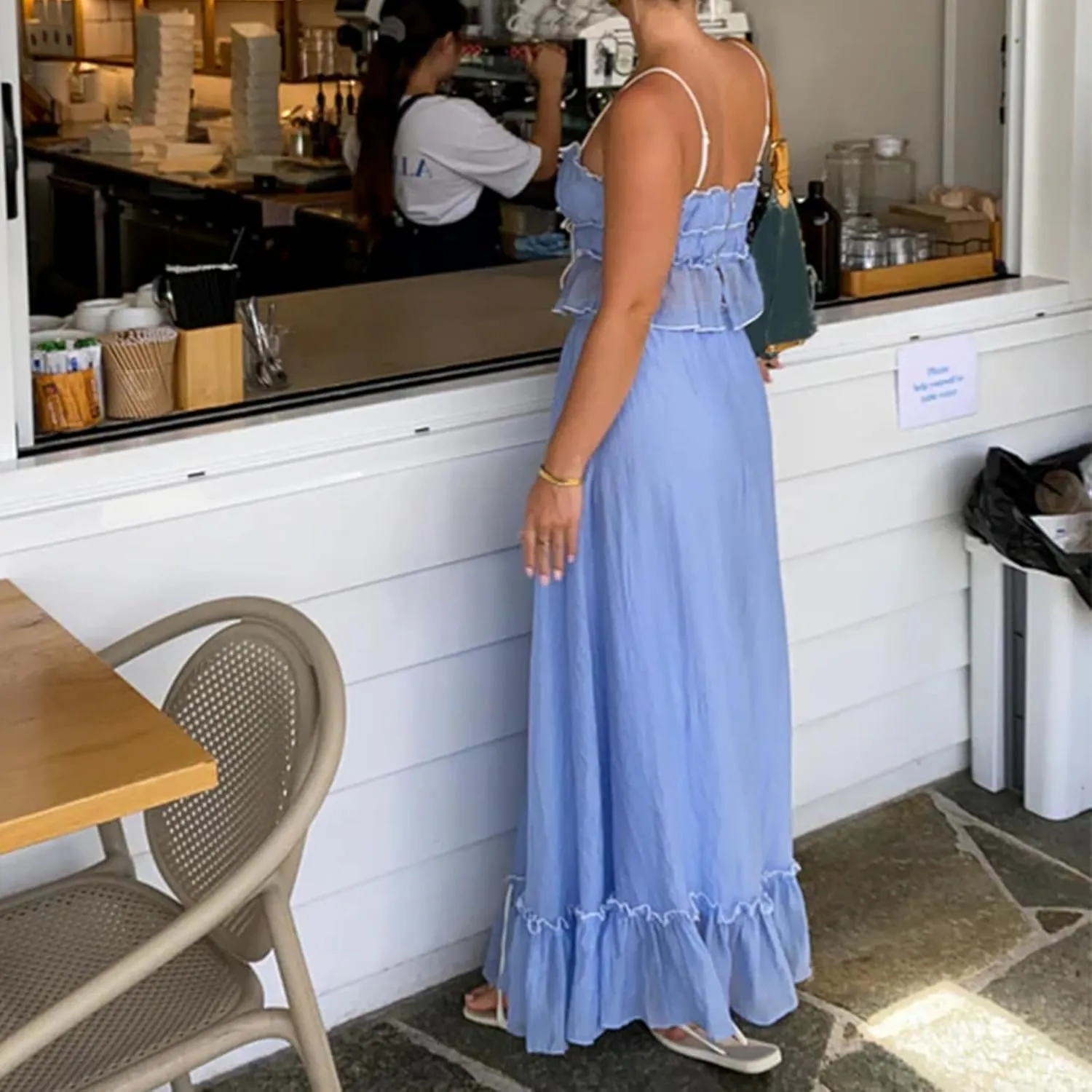 FEORJGP Women Summer 2 Piece Skirt Set Tracksuit Halter Neck Vest Top with Elastic Waist Long Skirt 2Pcs Skirt Sets Beachwear