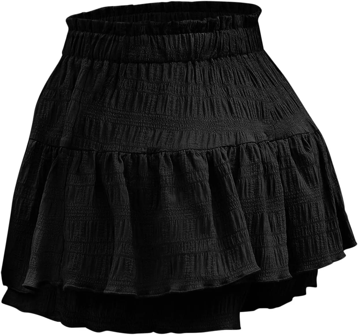 Flowy Shorts for Women Casual Boho Ruffle Tiered Skorts High Waisted Drawstring Mini Skirts Tennis Comfy Shorts 2025
