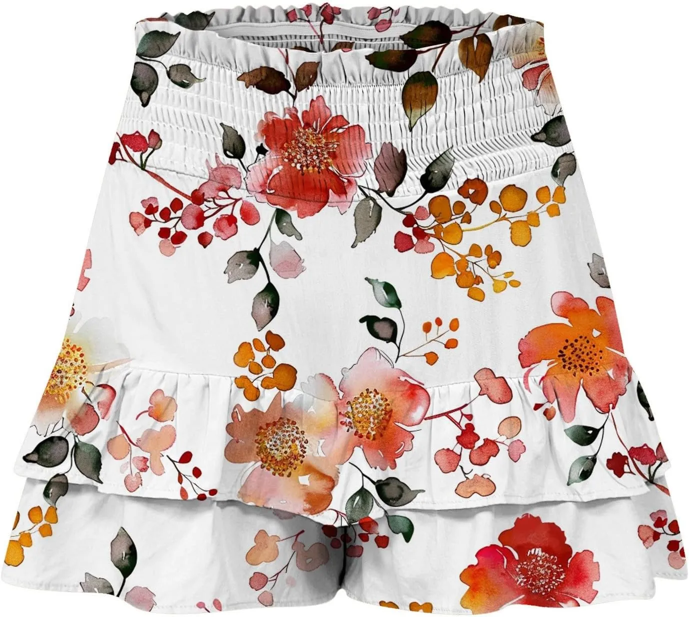 Flowy Shorts for Women Summer Boho Floral Print Ruffle Mini Skirts Comfy Baggy High Waisted Tennis Running Shorts