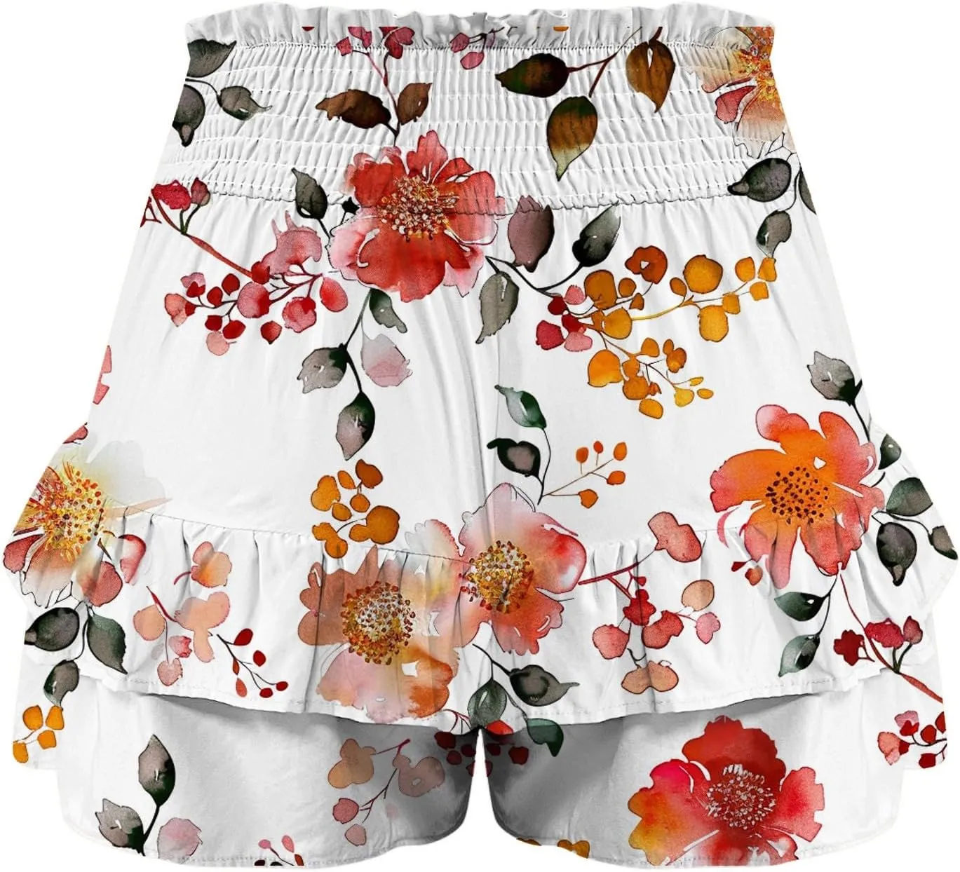 Flowy Shorts for Women Summer Boho Floral Print Ruffle Mini Skirts Comfy Baggy High Waisted Tennis Running Shorts