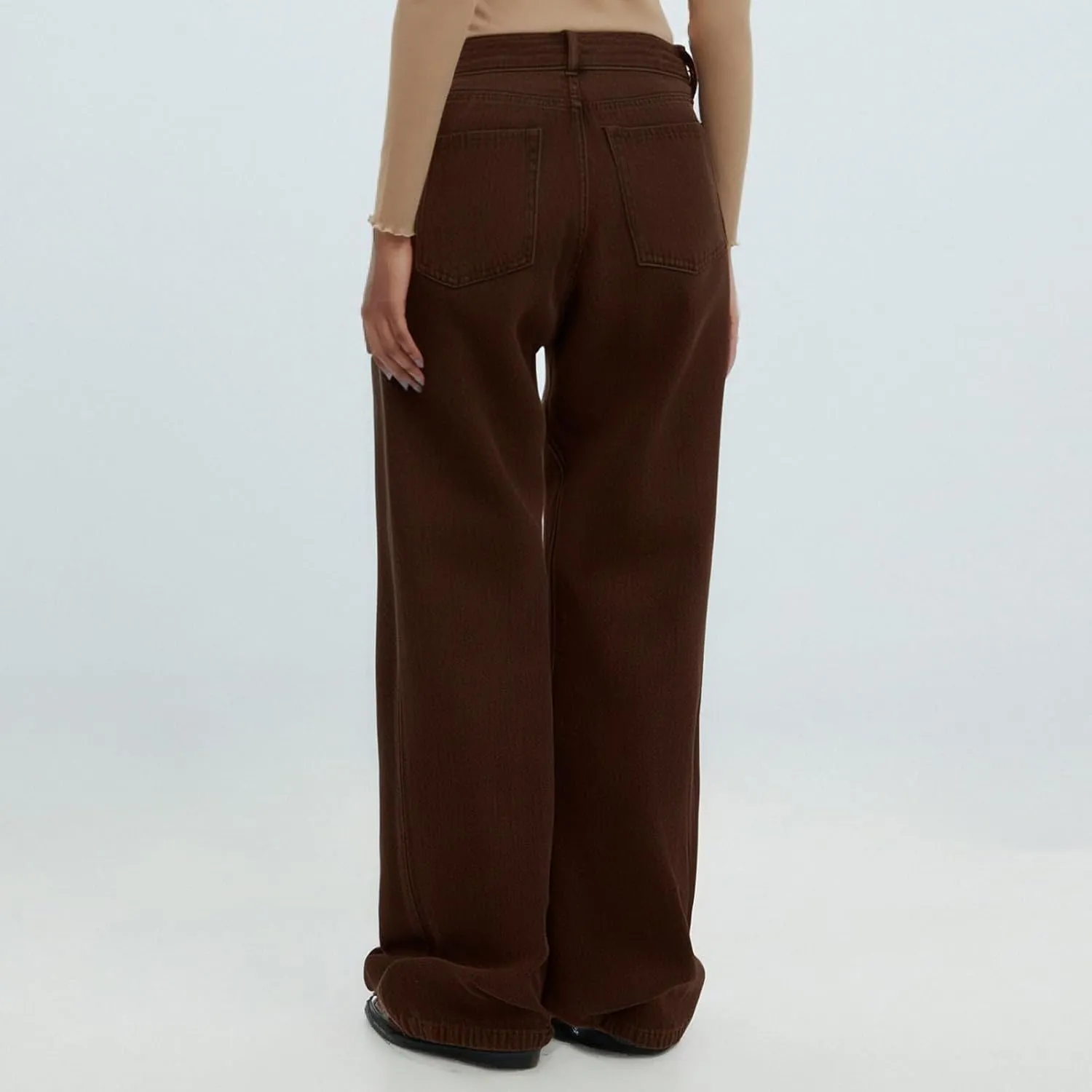 FQZWONG Wide Leg Jeans Woman Plus Size High Waisted Straight Palazzo Pants Loose Casual Solid Tummy Control Denim Sweatpants
