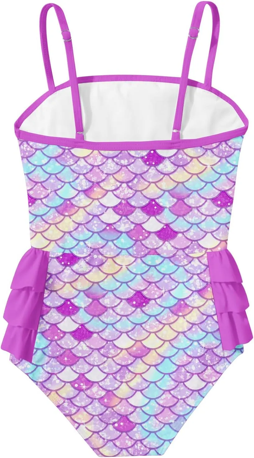 Funnycokid Girls Swimsuit One Piece Cute Bathing Suit Little Kids Swimwear 3-8 Years