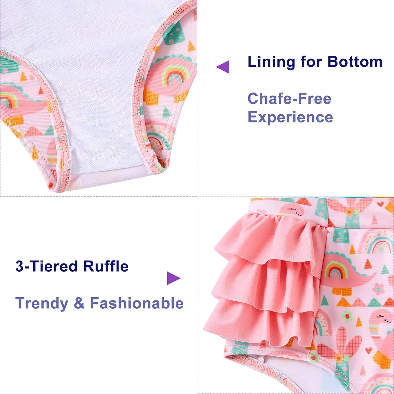 Funnycokid Girls Swimsuit One Piece Cute Bathing Suit Little Kids Swimwear 3-8 Years