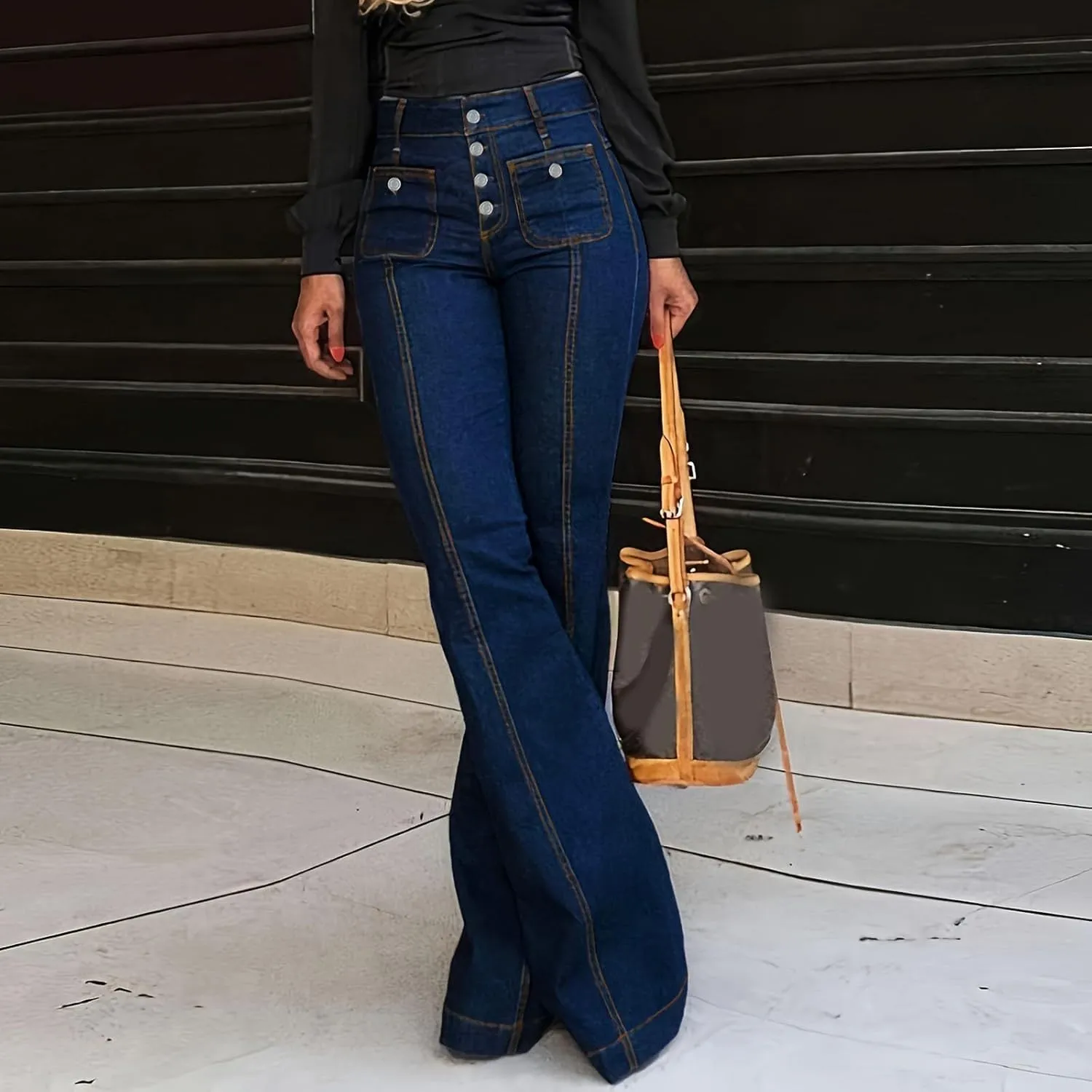 FZVYD Wide Leg Cropped Jeans for Women Trendy High Waisted Crossover Boyfriend Jeans Baggy Stretchy Denim Trousers 2024
