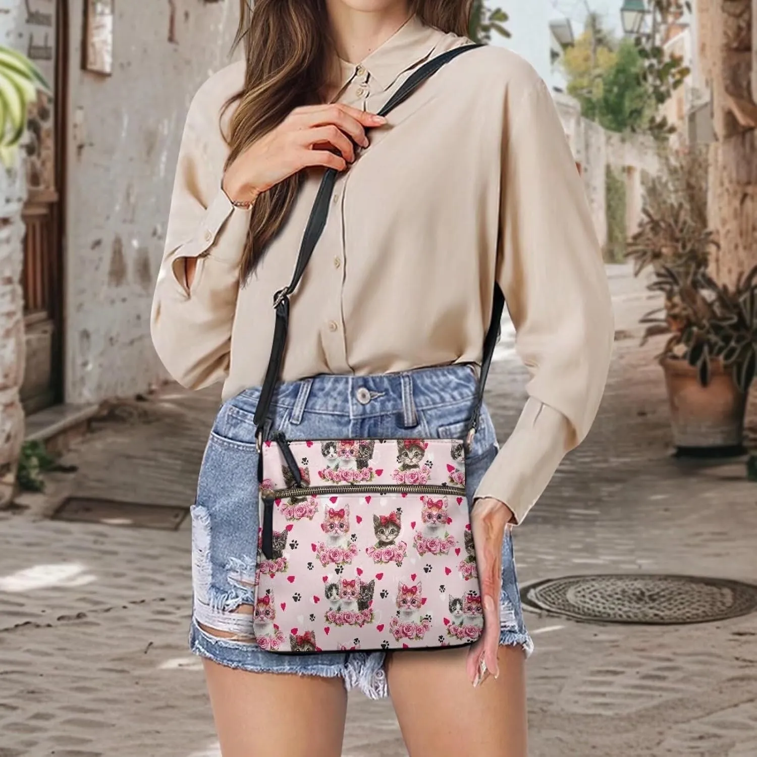 GIFTPUZZ Leather Shoulder Bag Work Totes for Women Purse Handbag with Back Zipper Pocket Large Crossbody Bag