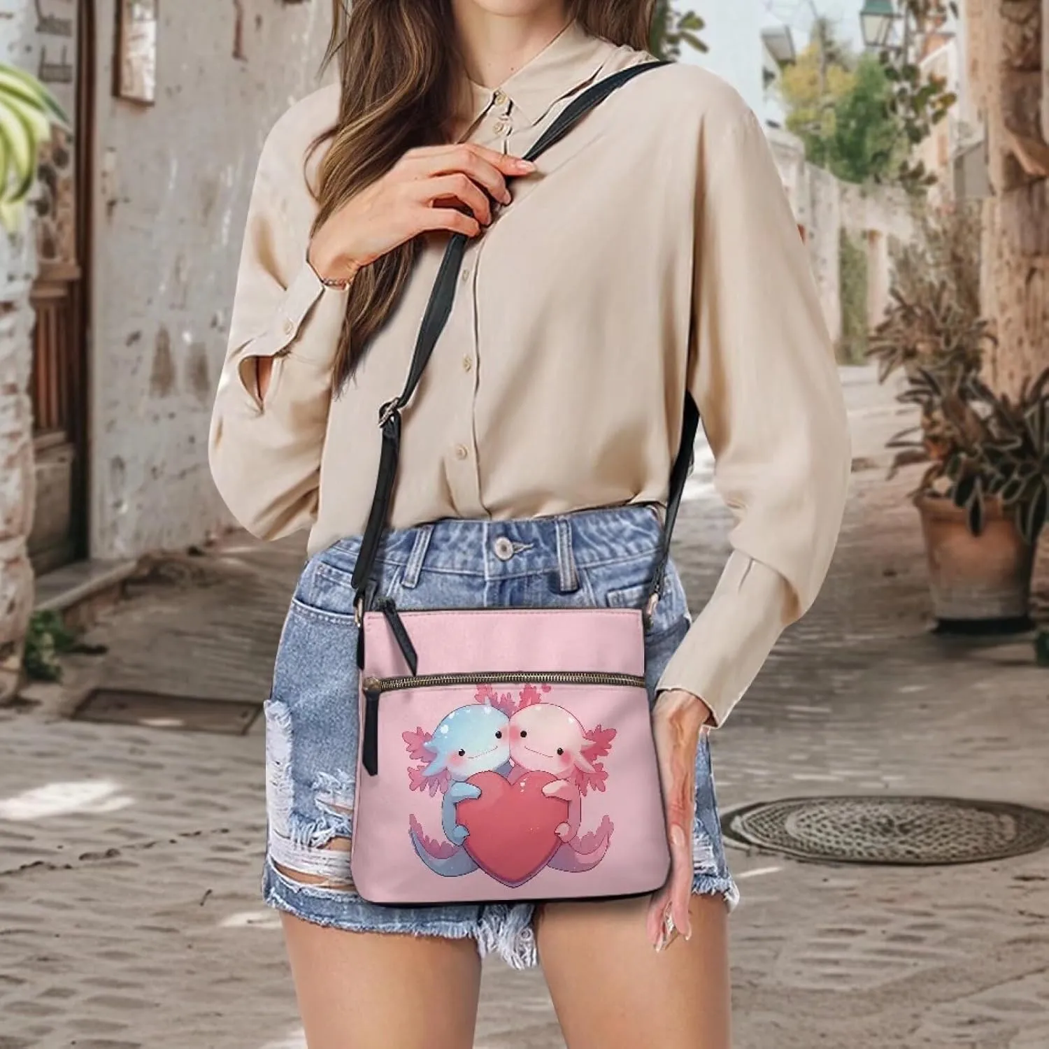 GIFTPUZZ Leather Shoulder Bag Work Totes for Women Purse Handbag with Back Zipper Pocket Large Crossbody Bag