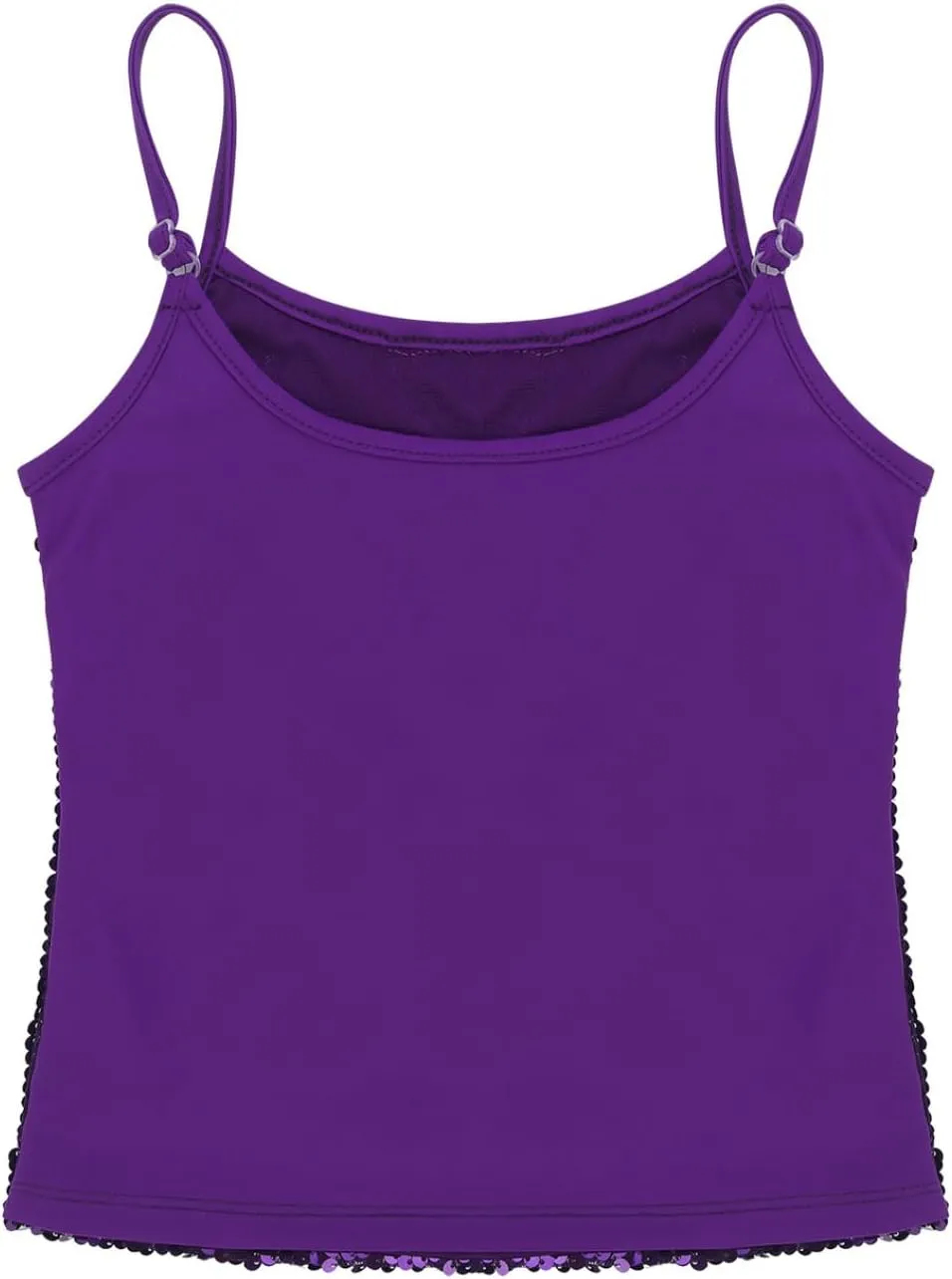 Girls Shiny Sequins Spaghetti Straps Tank Top Camisole Latin Jazz Hi Hop Dance Stage Performance Costume