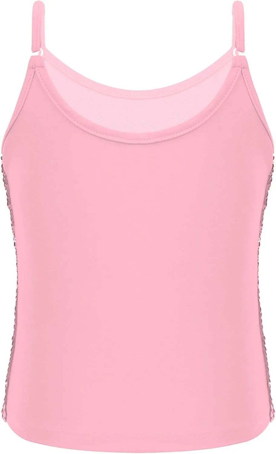 Girls Shiny Sequins Spaghetti Straps Tank Top Camisole Latin Jazz Hi Hop Dance Stage Performance Costume